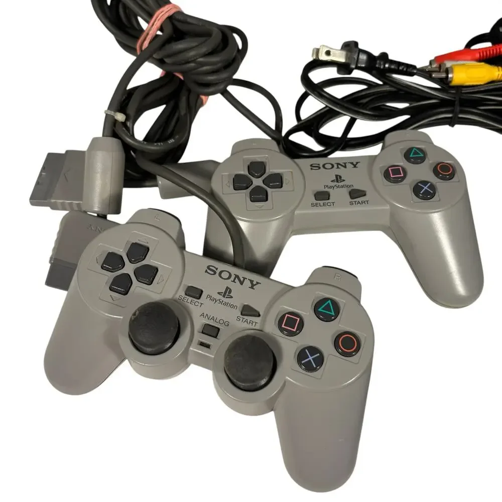 Sony Playstation 1 PS1 Game Console 3 Remotes Cables Game Enhancer TESTED WORKS